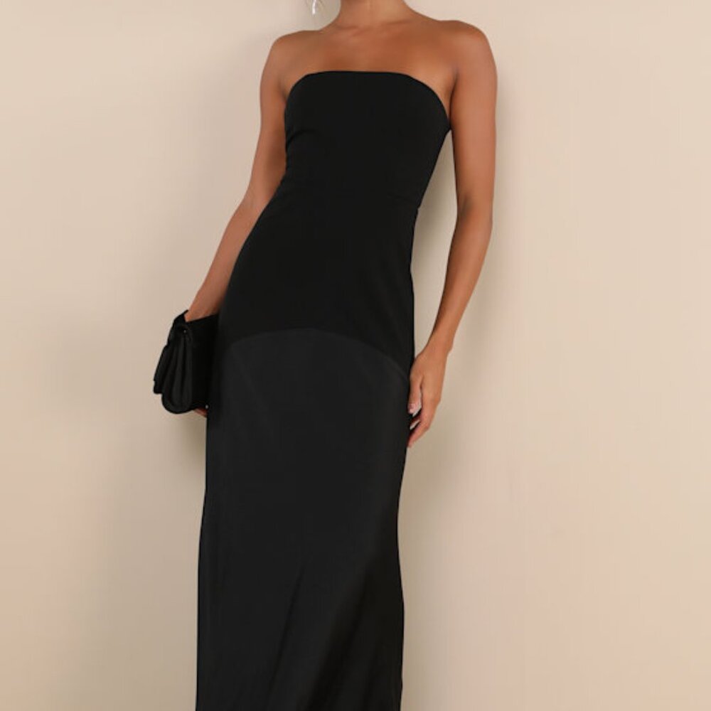 Lulus Compelling Style Black Strapless A-line Maxi Dress - Size S